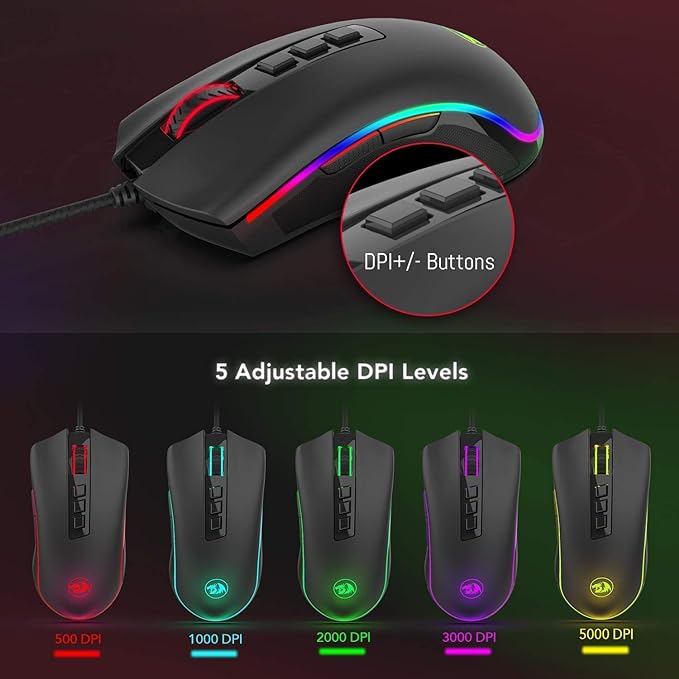 Mouse Gamer Redragon Cobra, Chroma RGB, 10000DPI